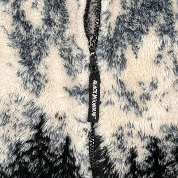Vintage Black Mountain AOP Outdoor Fleece Jacket Mountain Cabin Scene Small - Picture 6 of 8
